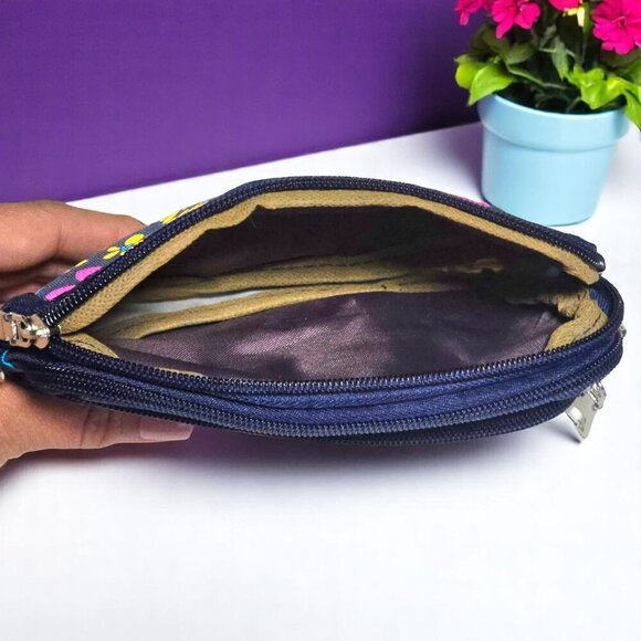 🆕 Colorful Floral Nylon Summer Crossbody Mini Belt Bag | 3 Zippered Pockets - Picture 12 of 12